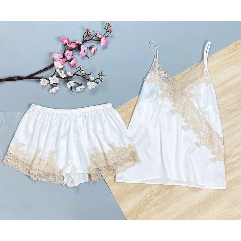 Đồ Ngủ 2 Dây Freesize Sexy Cao Cấp Lụa Mềm Mát Cổ V Phối Ren Cho Cô Nàng Quyến Rũ QC373160