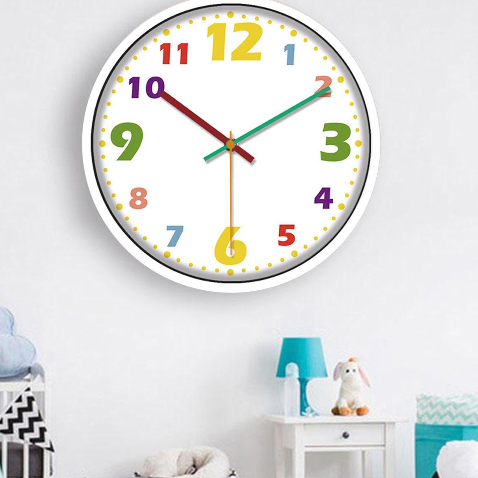 Telling Time Teaching Clock, 12 inch Silent Movement Analog Learning Clock for Kids, Perfect Room Wall Decor for Classroom, Playroom and Kids Bedroom