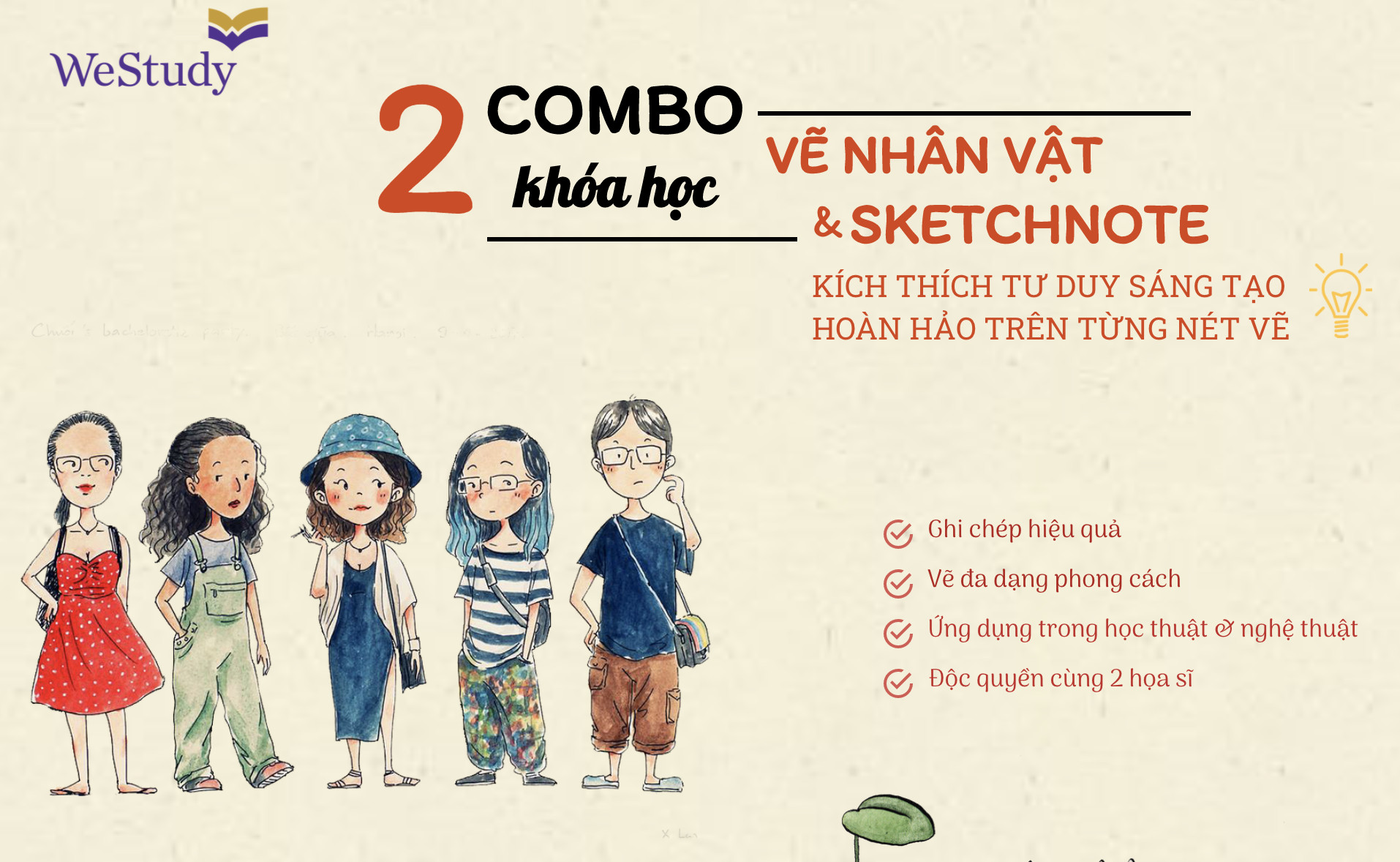 WeStudy - Combo sáng tạo cùng vẽ sketchnote và xây dựng nhân vật hoạt hình