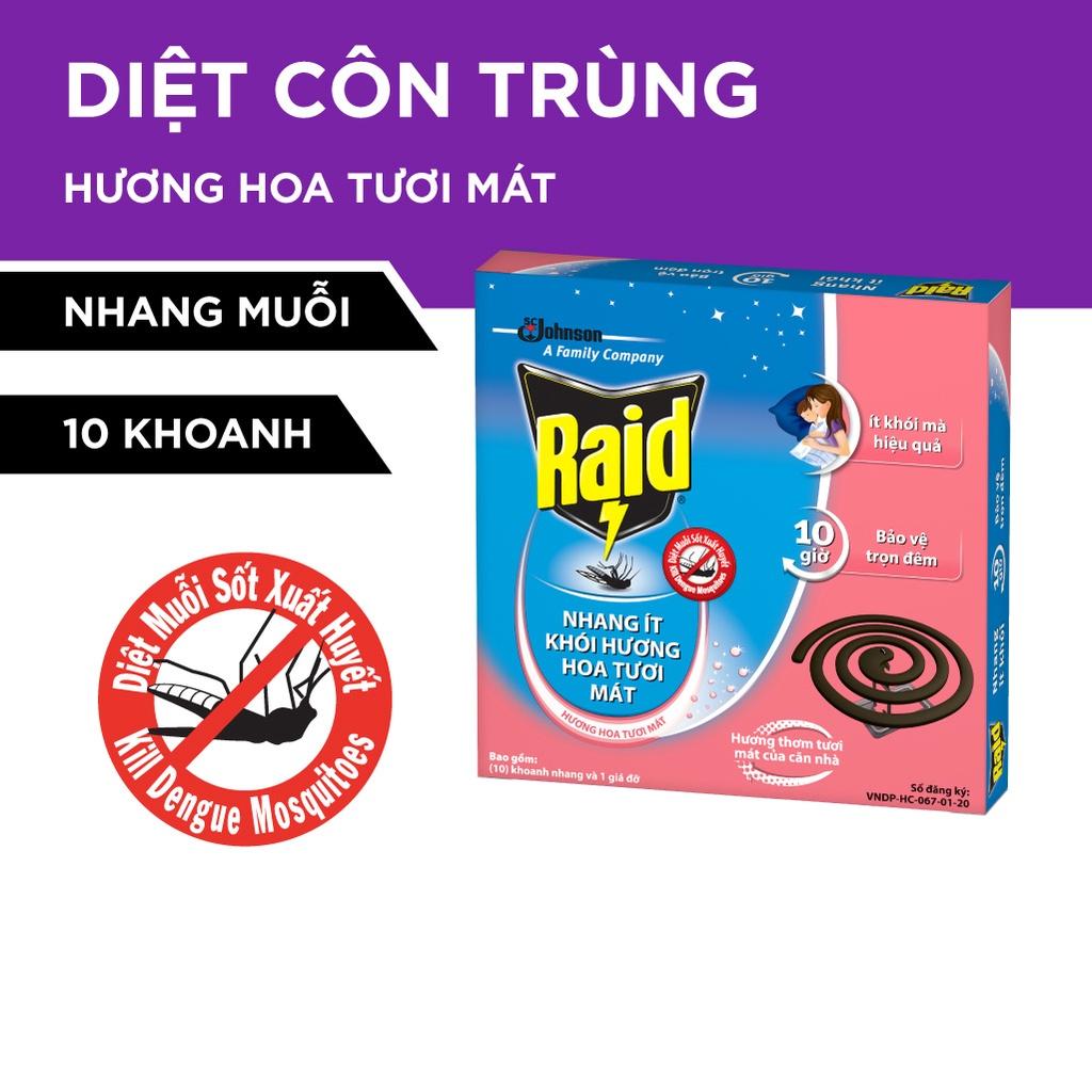 RAID Nhang diệt muỗi ít khói Hương Hoa - 10 khoanh