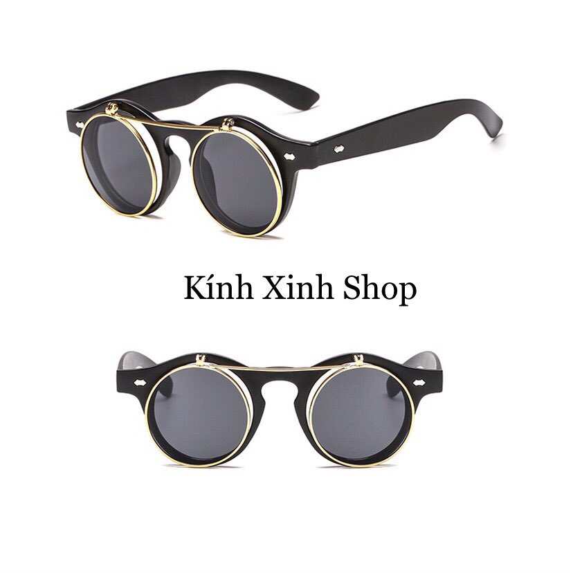 Kính mát Mắt Tròn 2 Lớp Thời Trang Đi Đường, Selfie Chụp Ảnh Retro Siêu Chất