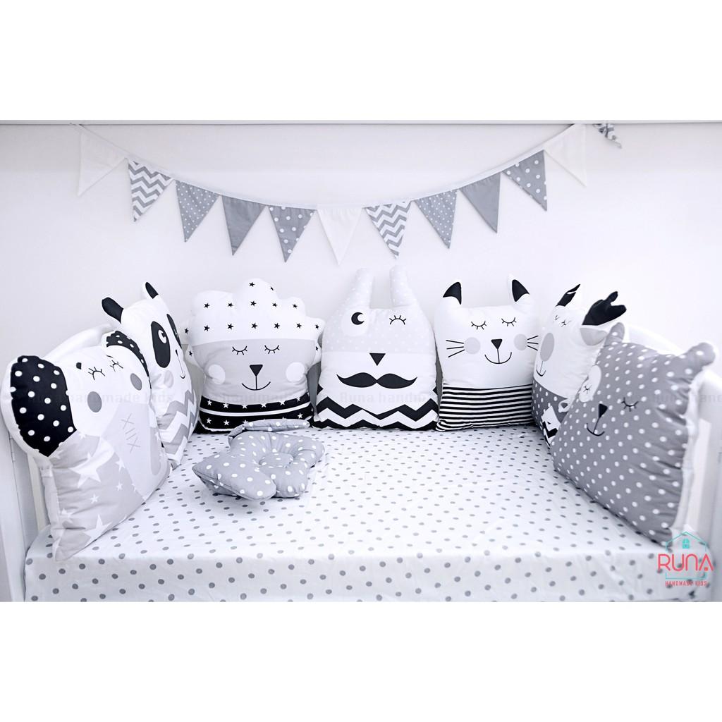 Quây cũi vải hình con thú cho bé RUNA KIDS - Chất liệu Cotton cao cấp, giúp hạn chế va đập, bảo vệ an toàn cho bé