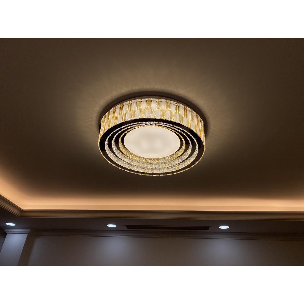 Đèn Ốp Trần-Đèn Mâm Pha Lê Tròn Cao Cấp-Đèn Trang Trí Phòng Khách-Tặng Kèm Điều Khiển Từ Xa-bảo hành 12 tháng