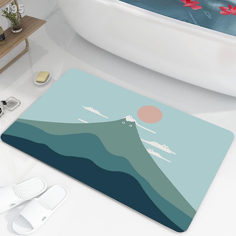 Thảm phòng tắm bằng tảo cát mềm hoạt hình dễ thương cửa Tấm thấm nhà vệ sinh chống trượt nhanh khô