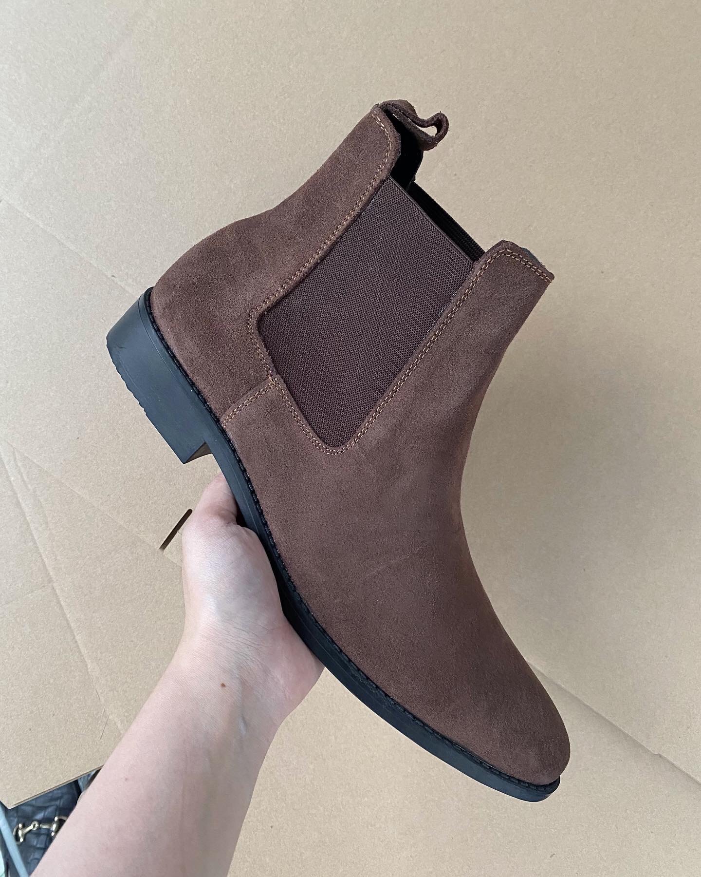 Giày nam chelsea boot da bò thật TEFOSS HT350 size 38-44 - Da lộn nâu