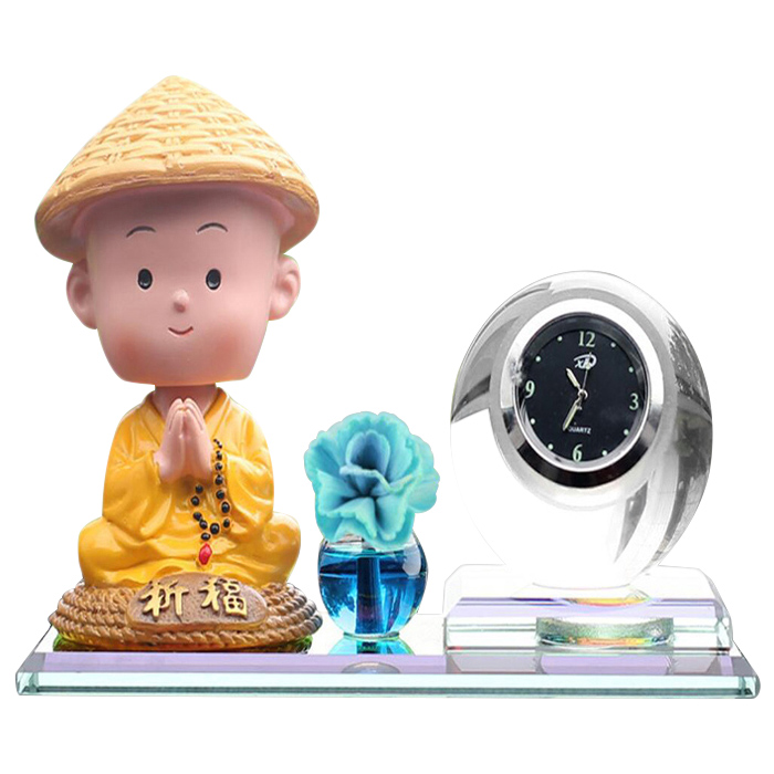Tượng Phật Kèm Đồng Hồ Pha Lê Cao Cấp Trên Ô Tô 72593