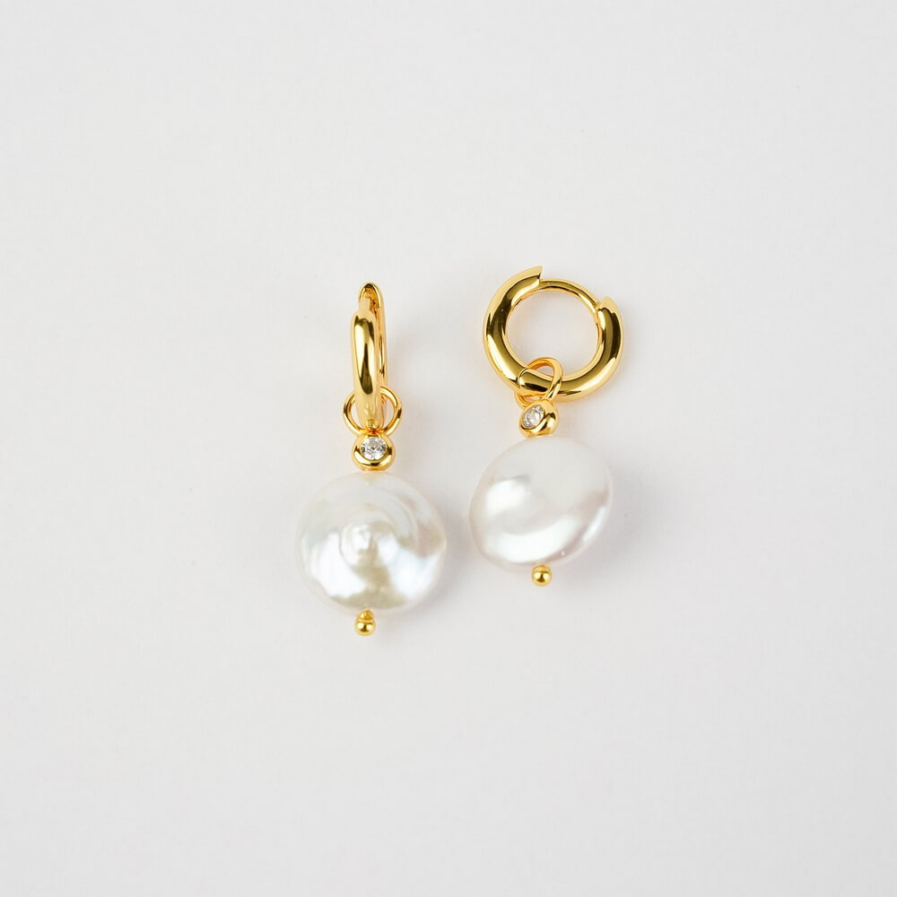 Bông Tai Ngọc Trai FW Baroque UK Style (Classic Huggie Pearl) - MOON Jewelry