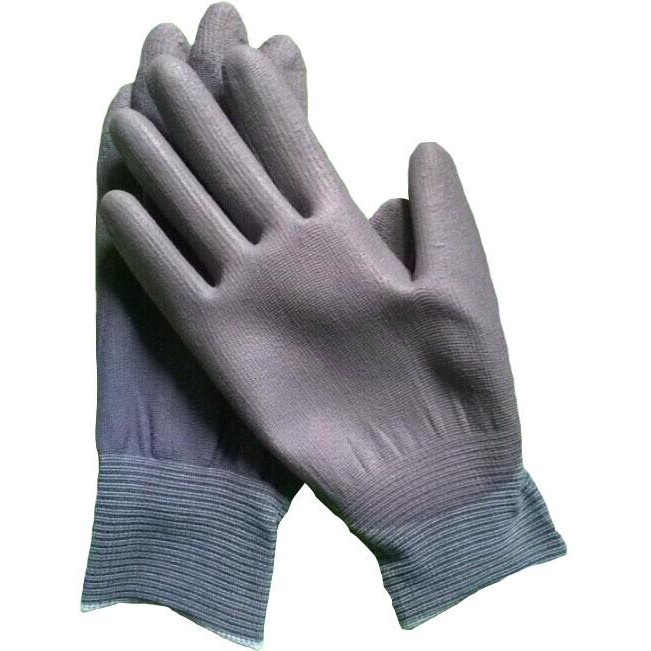10 đôi găng tay phủ PU lòng bàn tay màu xám
