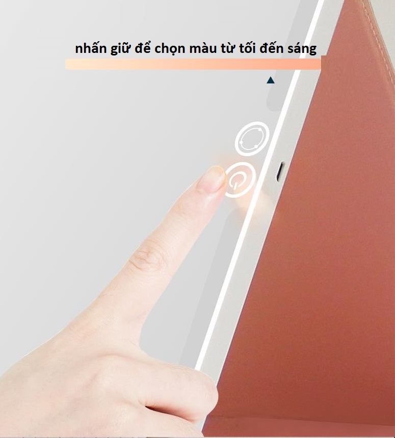 Gương trang điểm gấp gọn có đèn LED, gương cầm tay PU mirror, face, eyelash, brow, gương du lịch di động có pin sạc usb