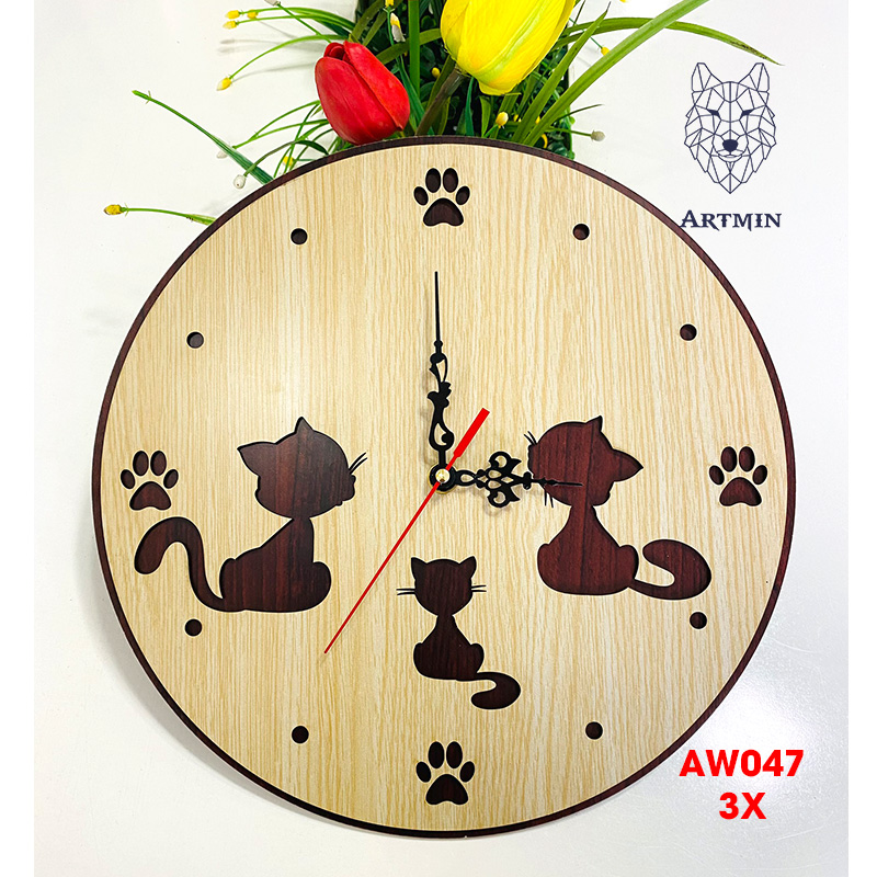 AW047 - Đồng Hồ Gỗ Treo Tường – Đồng Hồ Decor Trang Trí 2023 So Cute