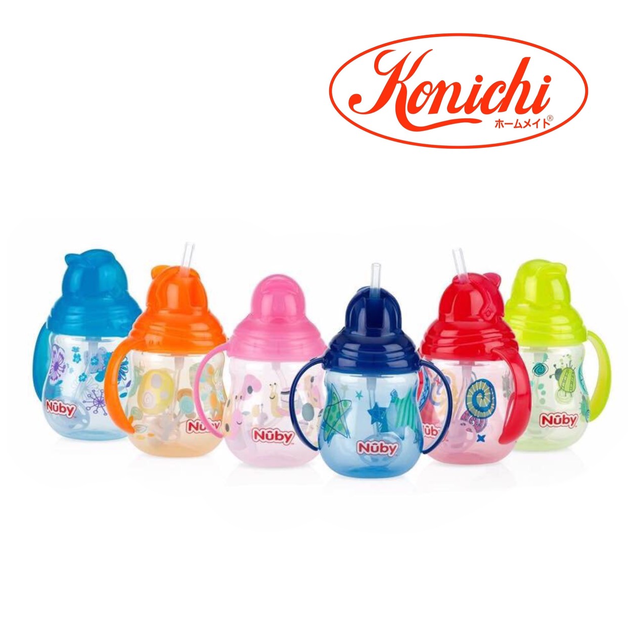 Bình uống nước 270ml, có ống hút làm bằng Silicone, vòi hút 360 độ