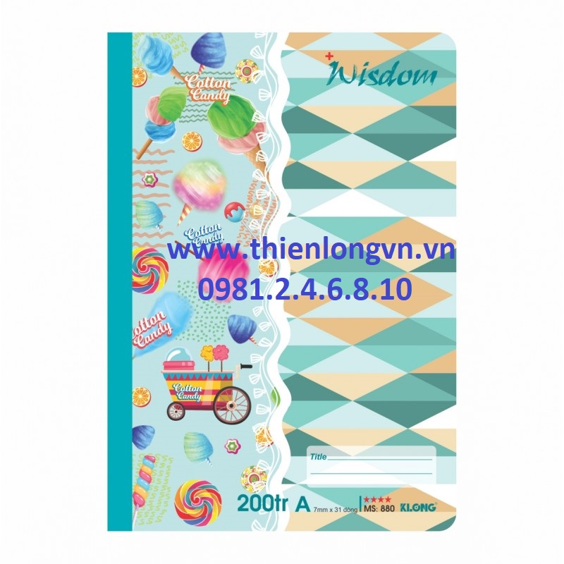 Vở kẻ ngang Wisdom - 200 trang; Klong 880 bìa xanh biển