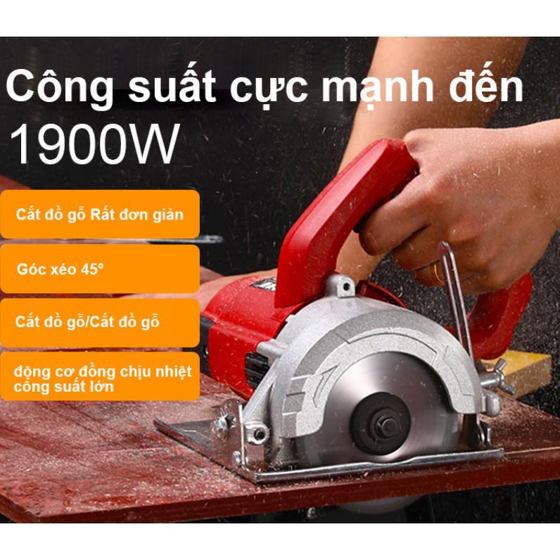 Máy cưa gỗ cầm tay, động cơ đồng chịu nhiệt công suất lớn 1900W