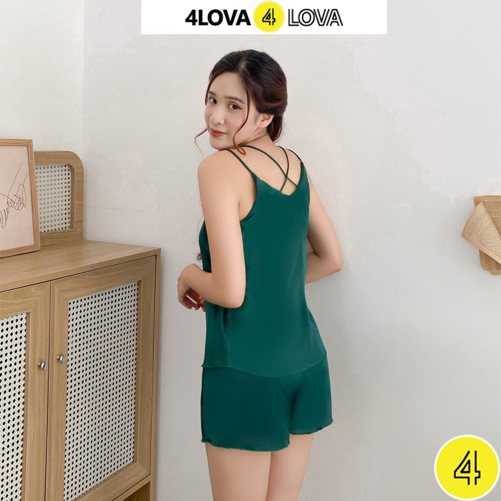 Đồ ngủ lụa 2 dây nữ 4LOVA vải satin mềm mại quyến rũ