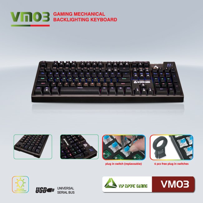 Phím Cơ VSP VM03 Đen Chuyên Gaming - Hàng Chính Hãng