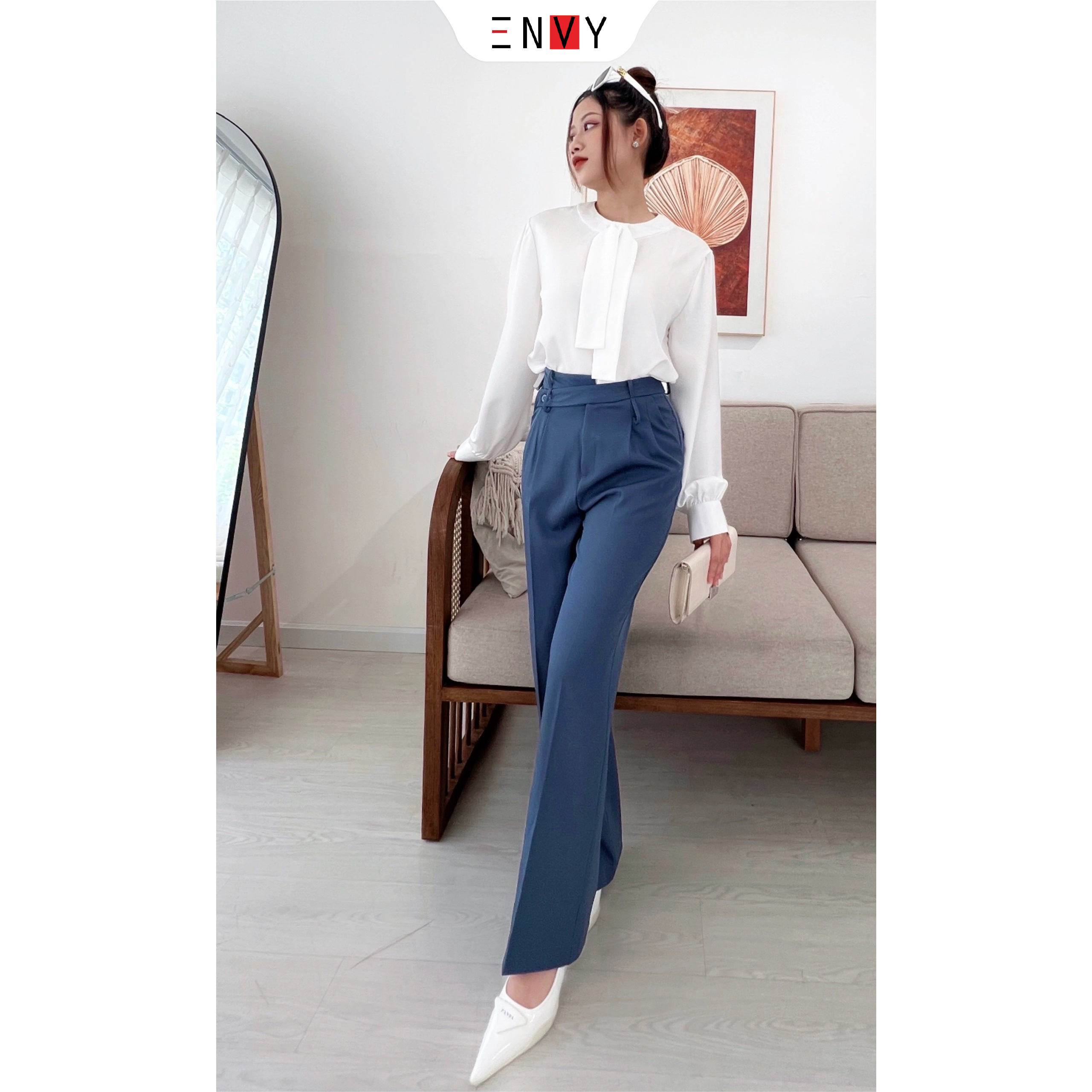 Quần ống rộng nút kiểu ENVY QK18 lên dáng đẹp - M