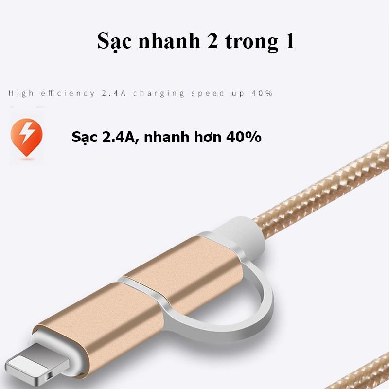 Cáp sạc điện thoại đa năng 2 in 1 với thiết kế độc đáo dùng trên ô tô xe hơi tiện lợi