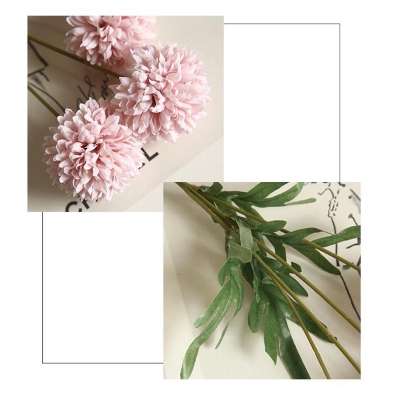 Cành cúc Ping Poong cao cấp 60cm 4 nhánh hoa giống thật đến 99%, hoa decor