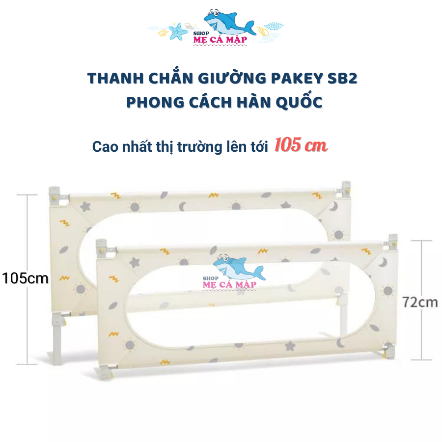 Thanh Chắn Giường Pakey SB2 Hàn Quốc Nâng Hạ 2 Bên, Chắn Giường Chịu Tải Tới 40kg, Phong Cách Sang Trọng, Dễ Tháo Lắp