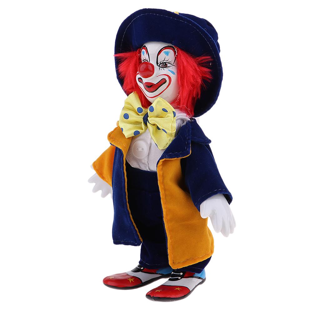 7 Inch Porcelain Smiling Clown Doll Wearing Colorful Outfits, Funny Harlequin Doll, Circus Props, Halloween Decor
