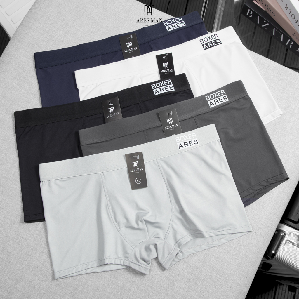 Combo 5 quần boxer nam, quần lót nam cao cấp chất thun lạnh siêu mềm mịn kháng khuẩn co giãn 4 chiều thấm hút mồ hôi tốt - Ares Shop