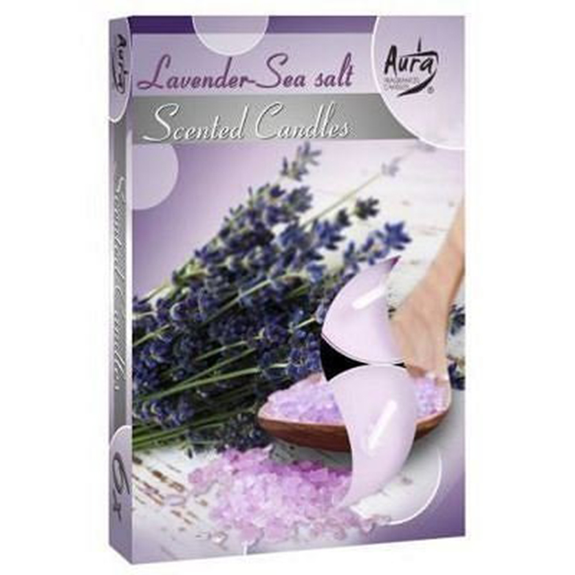 Hộp 6 nến thơm tinh dầu Tealight Bispol Lavender Sea Salt PTT024724 - hoa oải hương, muối