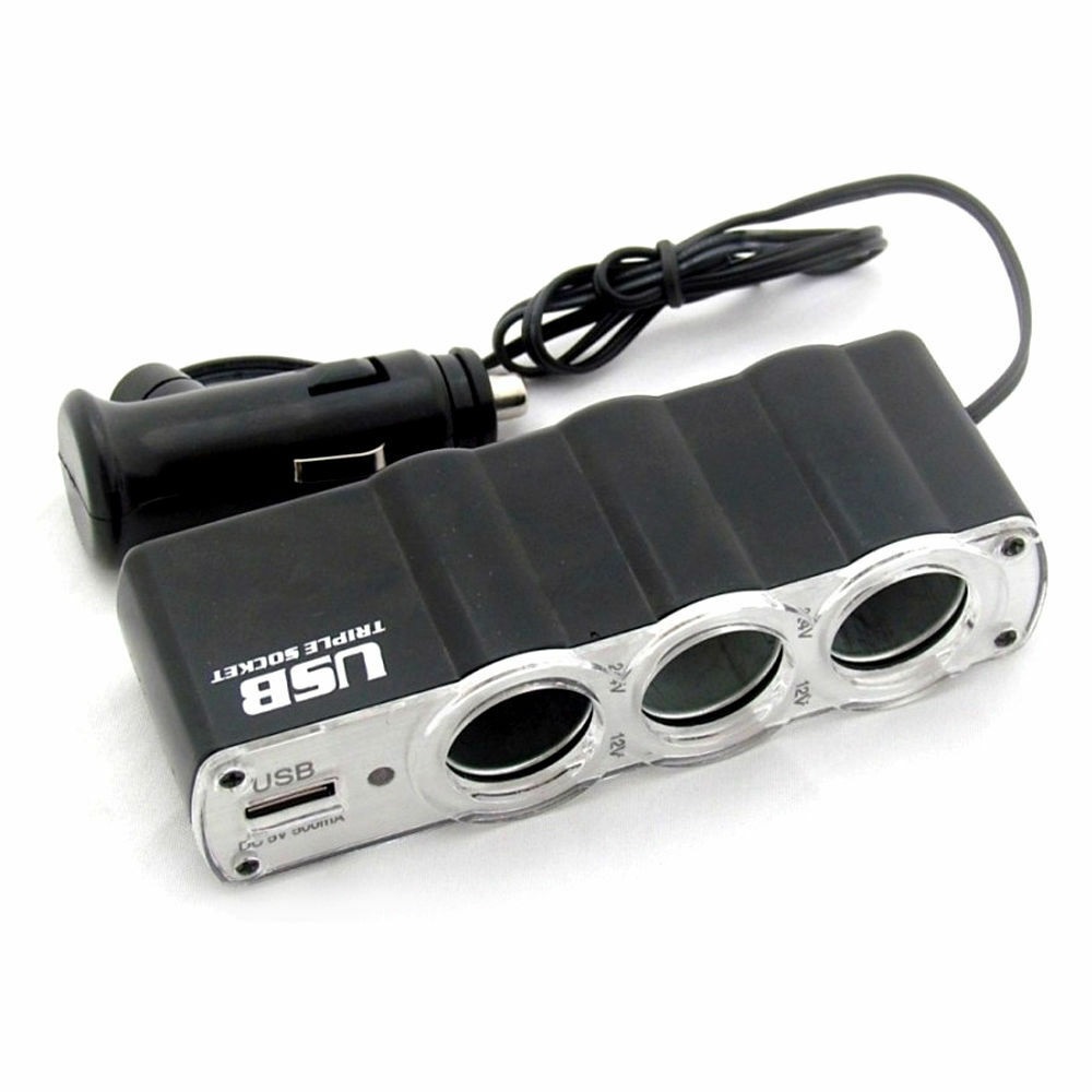 Bộ chia tâu trên ô tô 3 tâu 1 cổng USB - Bộ chia sạc 12V 1 tâu sạc ra 3 tâu sạc cho ô tô, xe hơi