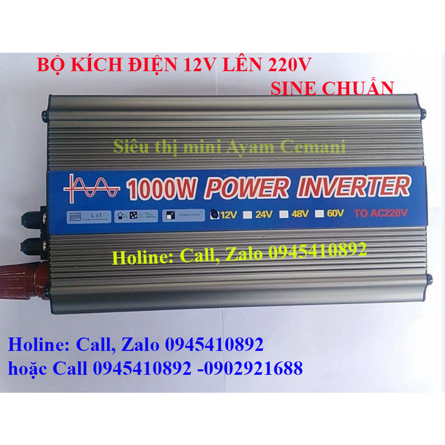 Bộ đổi nguồn điện 12V lên 220V sin chuẩn 1000W