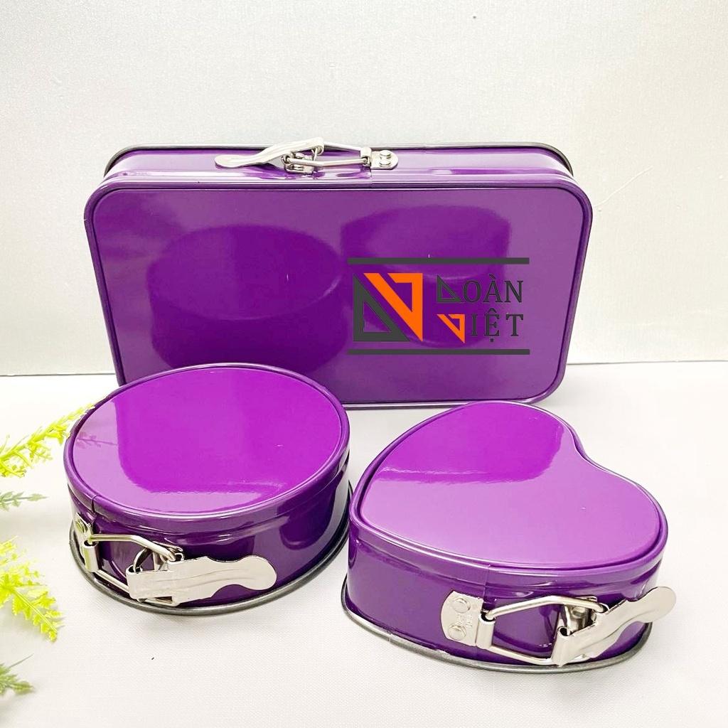 SẮC MÀU với Bộ Khuôn Gài Chống dính Hình TIM TRÒN CHỮ NHẬT. Khuôn Bánh Bông Lan KHUÔN GÀI ĐẾ RỜI Thép Carbon Không Dính