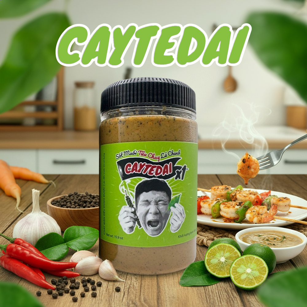 Sốt Muối Tiêu Chay Lá Chanh CayTeDai X1 - Sốt Ăn Liền Lâm Vlog Caytedai Hương Vị Chua Cay Mặn Ngọt Hài Hòa, Phù Hợp Ăn Vặt &amp; Bữa Chính