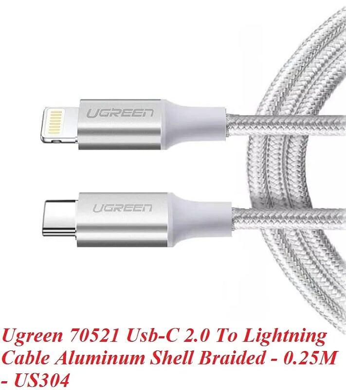 Ugreen UG70521US304TK 25cm white lightning to usb type c 2.0 cable 0.25m - HÀNG CHÍNH HÃNG