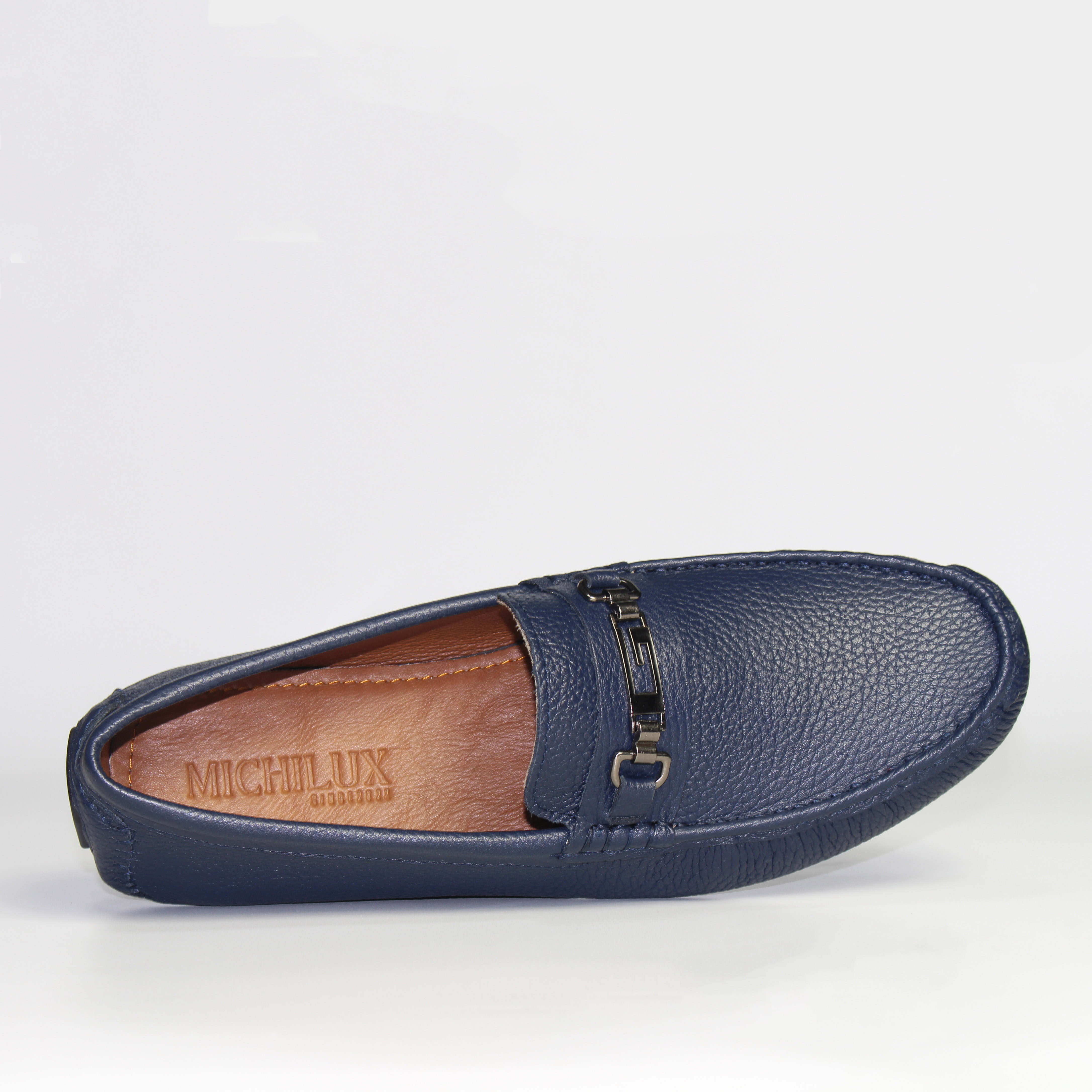 Giày MICHILUX Da Bò Thật Chính Hãng Horse Bit Moccasin CSHM0 Màu Xanh Navy