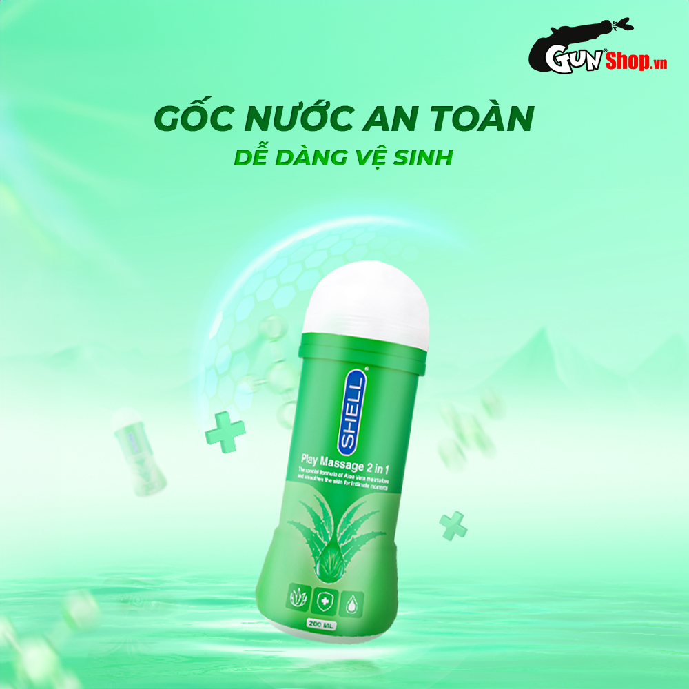 Gel bôi trơn Shell Play Massage 2 in 1 Aloe Vera - Chai 200ml