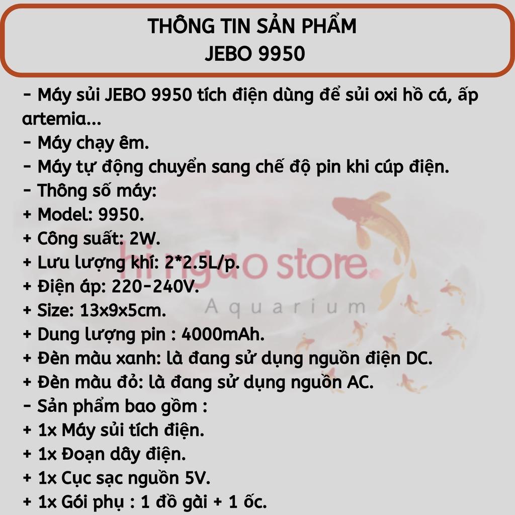 Máy Sủi Khí Oxi, Máy Sục Khí Oxi, Máy Bơm Khí Oxi Tích Điện JEBO 9950 - Phụ kiện cá cảnh | Hingaostore.