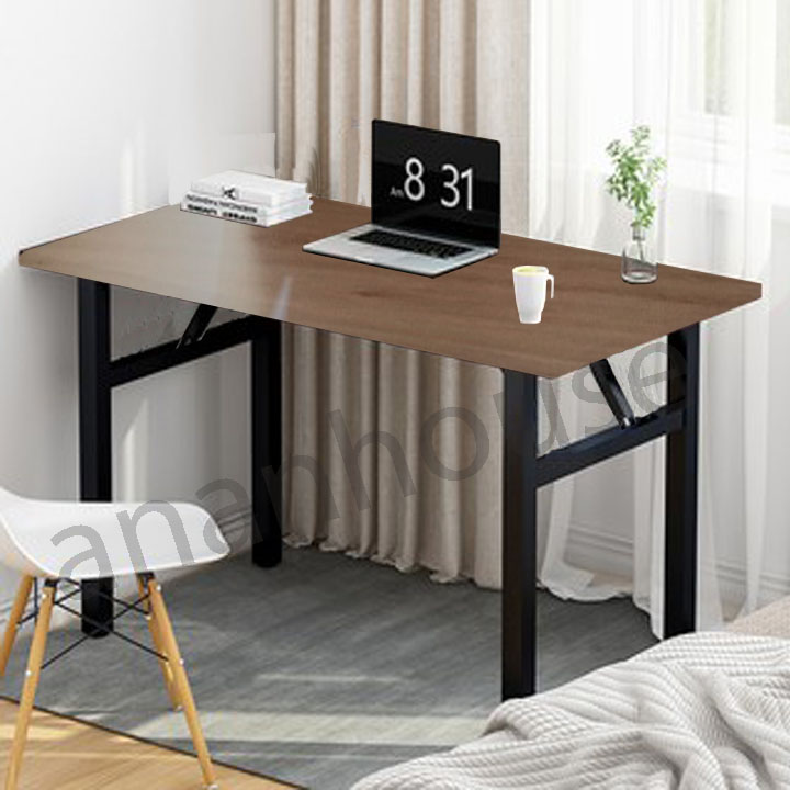 Bàn làm việc chân gấp gọn HG - 100x40x75 - Khung đen - mặt trắng
