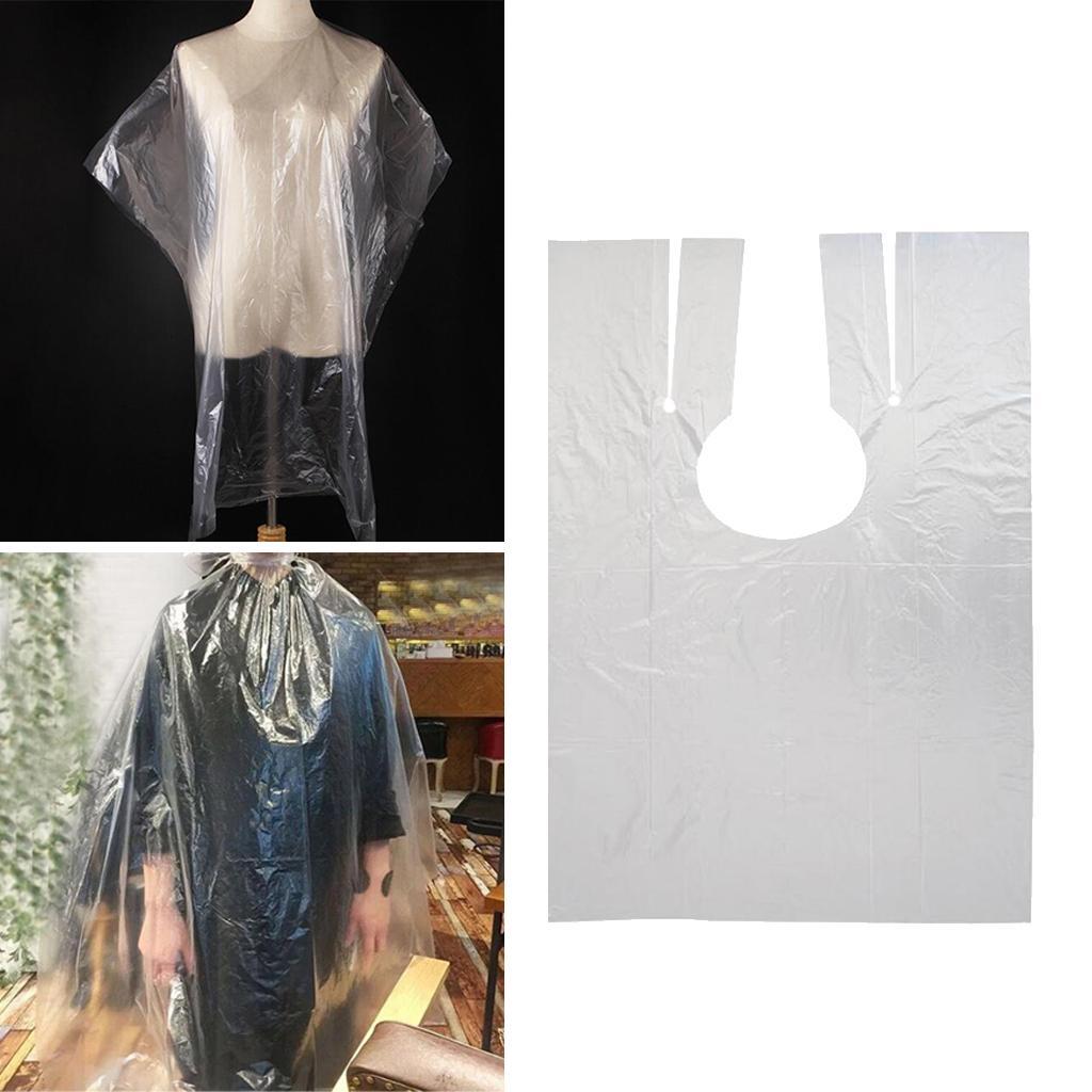 100 Pieces Disposable Hair Cutting Cape Gown Barber Shop Capes Gowns + Clips