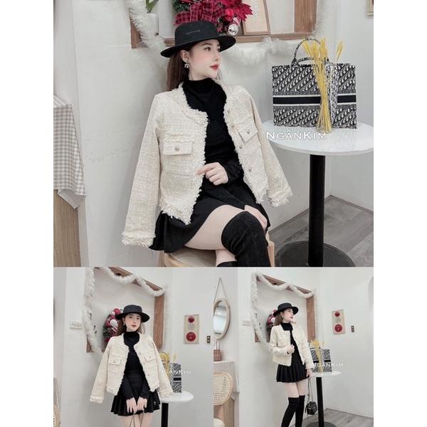 áo khoác dạ tweed túi ngực sz ml (sẵn)