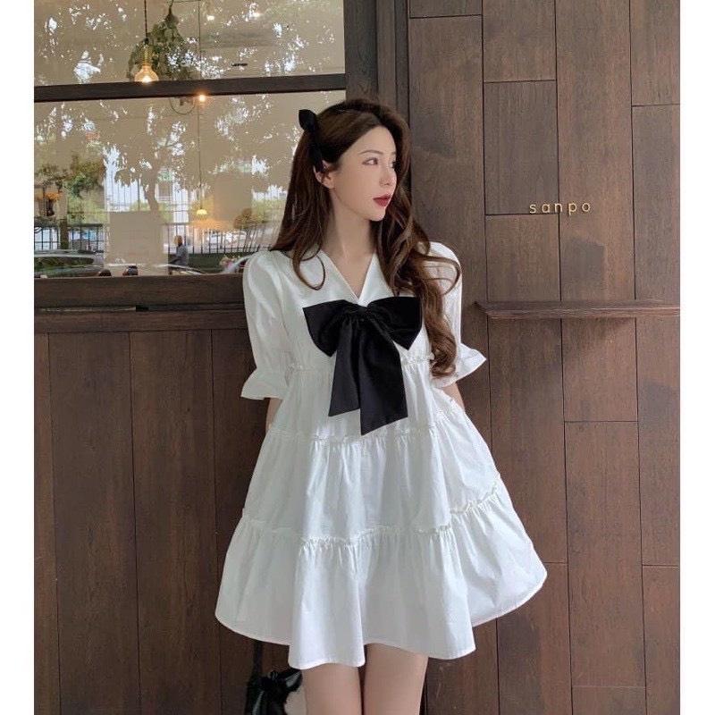 Đầm váy nữ babydoll phối nơ xinh xắn, cute dành cho các công chúa diện đi dạo phố, đi chơi