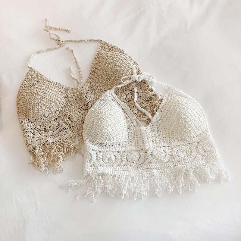 Áo ngực bikini móc len đi biển