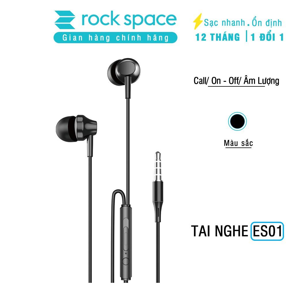 Tai nghe có dây Rockspace ES01 nhét tai dành cho samsung iphone máy tính có mic - Hàng chính hãng 