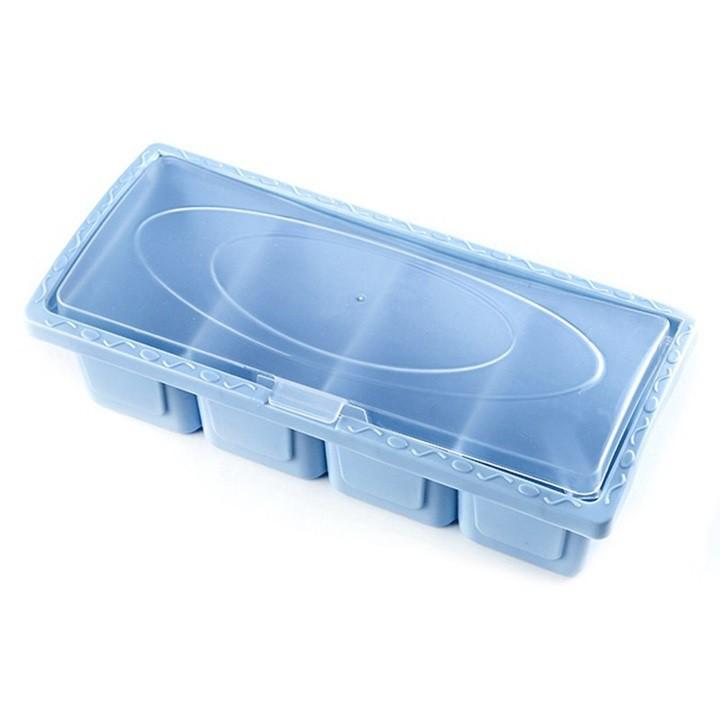 Khay Đựng Gia Vị 4 Ngăn Bằng Nhựa Có Nắp
