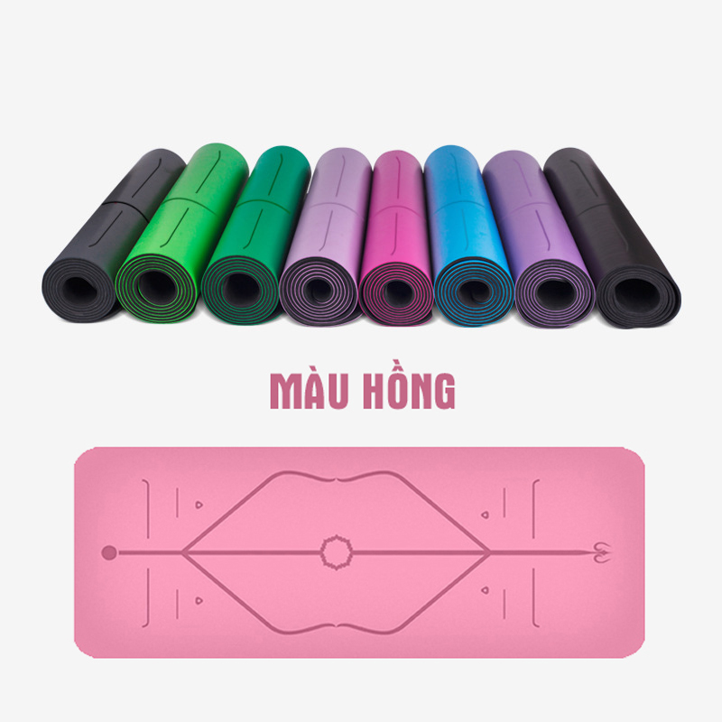 Thảm tập Yoga định tuyến chống trượt BSM008 cao su tự nhiên cao cấp – Tặng túi đựng thảm và dây đeo thảm