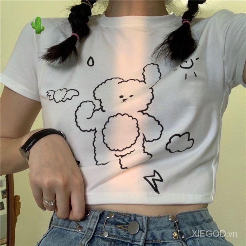 Áo croptop in hình GÂU' siêu cưng
