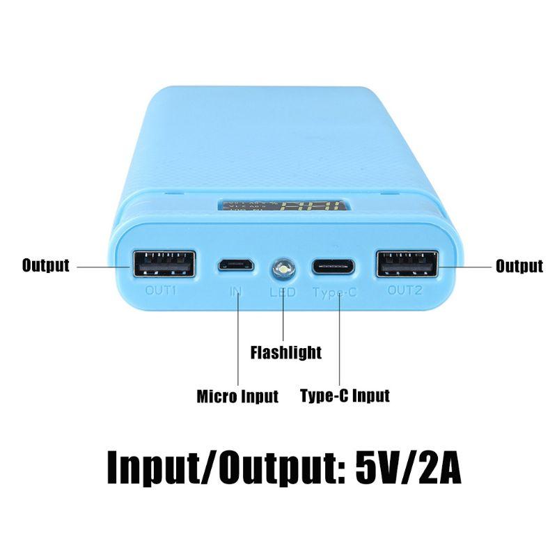1 Pc Dual USB LCD Power Bank Shell Vỏ pin 10x18650 Hộp bên ngoài di động không có pin Bộ bảo vệ Powerbank Màu sắc: Đen