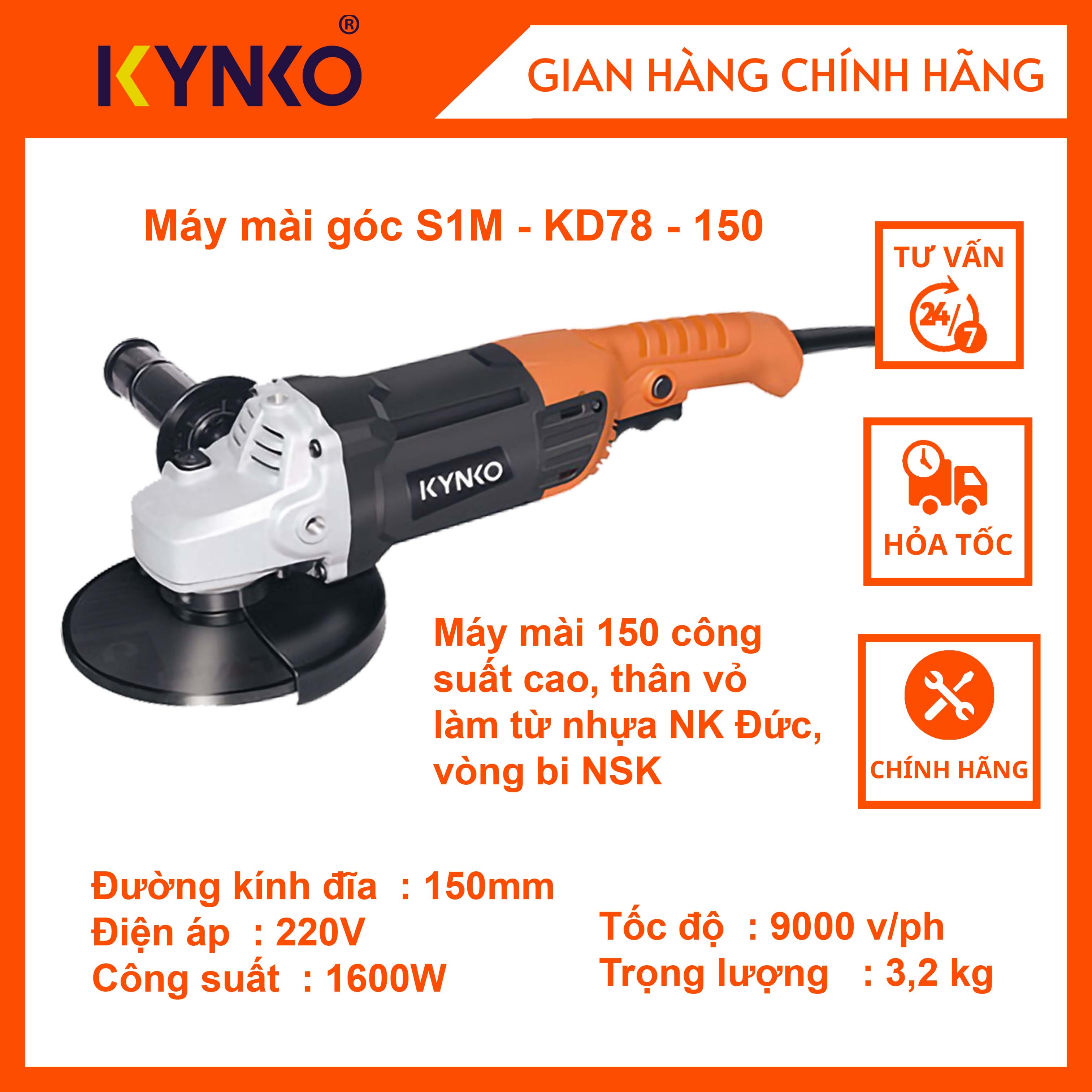 Hình ảnh Máy mài 150 - KD78 cầm tay chất lượng chính hãng Kynko S1M-KD78-150 #6781