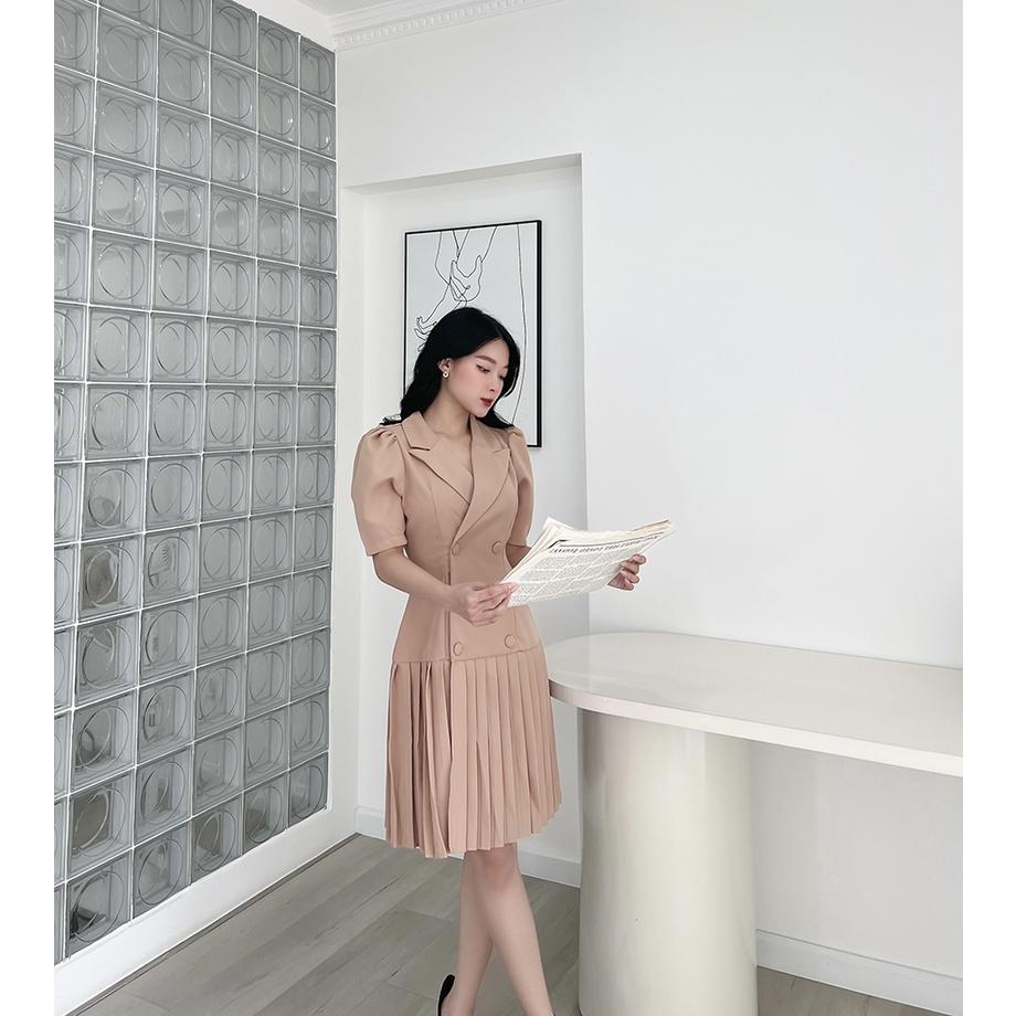 BBSTORE'S Đầm Công Sở Kiểu Váy Dập Ly Cổ Vest -D941