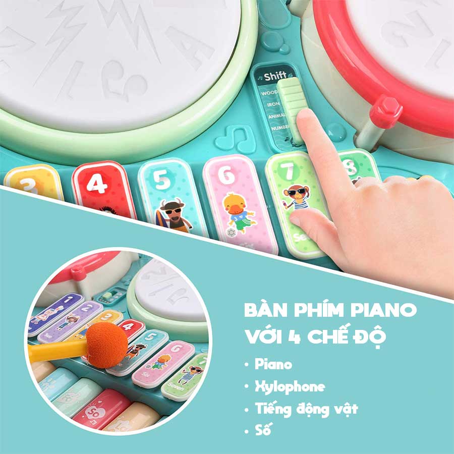 Đồ Chơi Peek A Boo Bộ Trống Kèm Piano Vui Nhộn PAB003