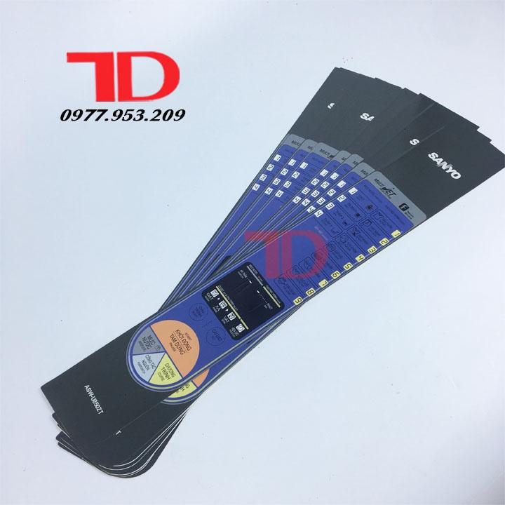 Tem bảng điều khiển dùng cho bàn phím máy giặt Sanyo U850ZT, F90VT,  tem decal có keo dán mặt sau