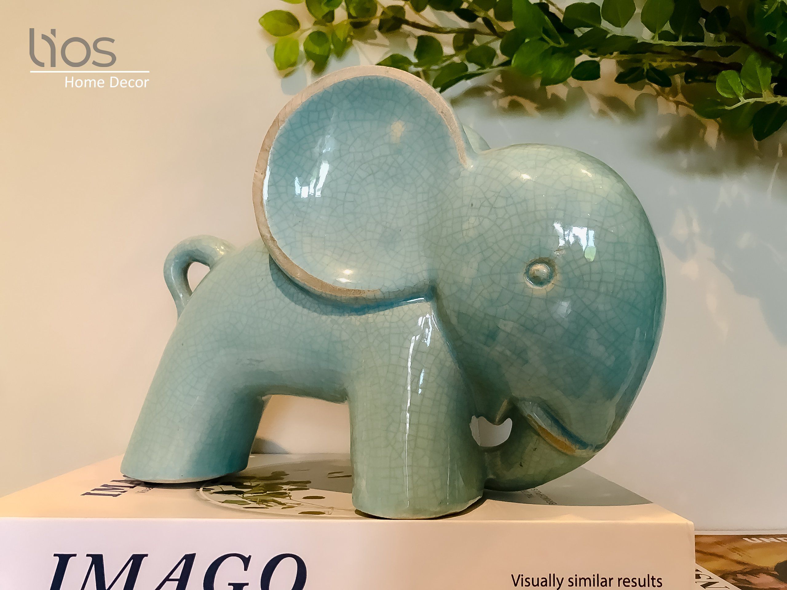 Tượng voi xanh trang trí xinh xắn- VOI02