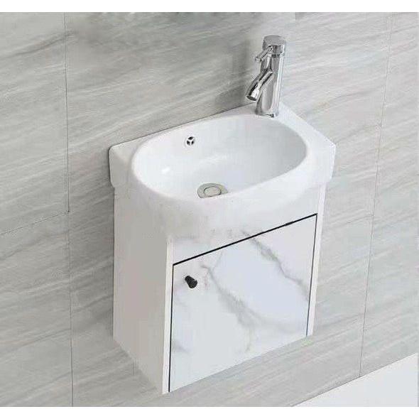 Bộ tủ chậu lavabo thiết kế hiện đại nhỏ gọn, phù hợp với không gian nhà tắm không quá lớn